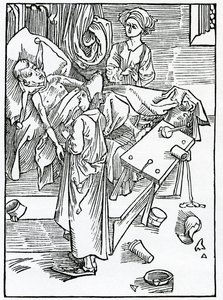 Of them that be diseased and sick and are impatient and disobedient to the Physician, illustration from Alexander Barclay